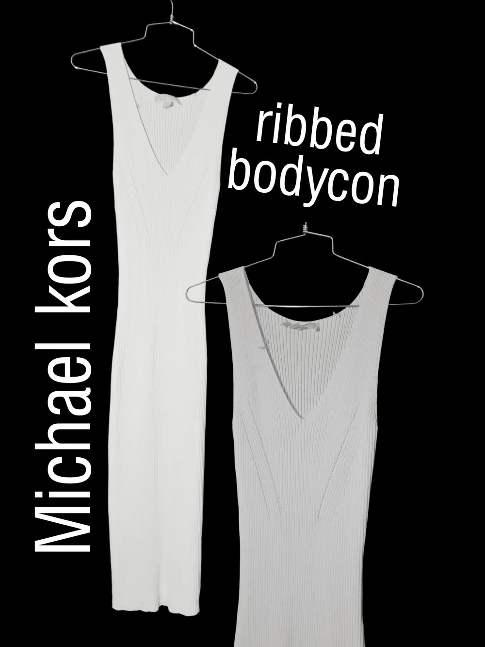 Michael Kors White Ribbed Tank Midi Dress Size Small